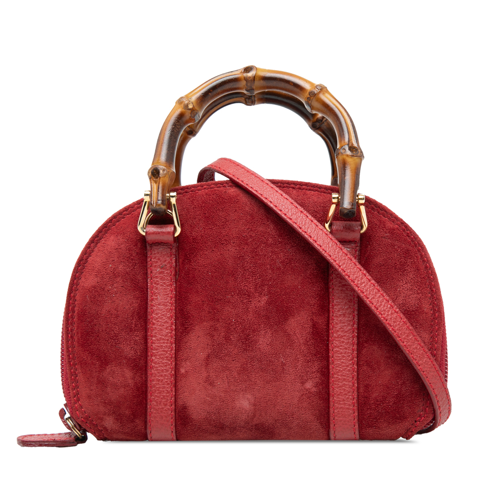 Pre-Loved Gucci Mini Suede Bamboo Satchel